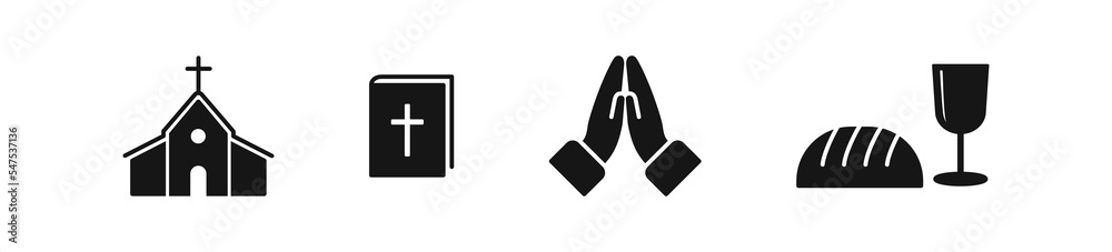 Church icon. Bible symbol. Communion icons. Prayer sign. Christian ...