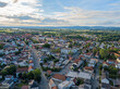 Luftaufnahme Stadt Straubing in Richtung Marktplatz und Donau