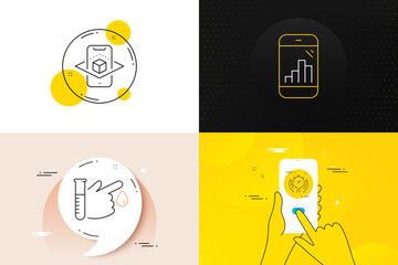 Poster - Minimal set of Timer, Blood donation and Augmented reality line icons. Phone screen, Quote banners. Graph phone icons. For web development. Vector
