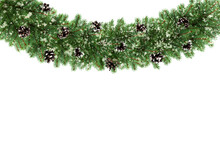 Garland Of Fir Branches With Cones, Christmas Decoration For Home, Isolated