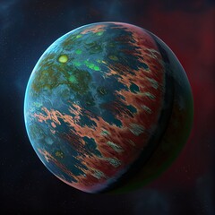 Wall Mural - super earth planet, realistic exoplanet, planet suitable for colonization, earth like planet in far 