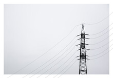 Electrical Tower With Rising Power Lines