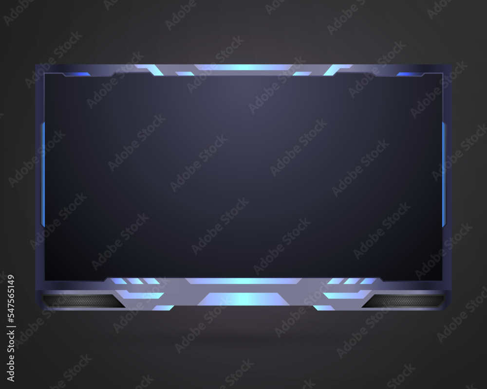 Abstract live stream overlay metal video screen border frame template ...