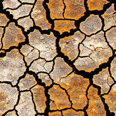 Poster - Illustrated dried up riverbed with huge cracks