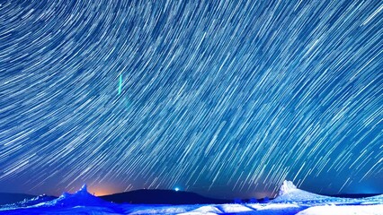 Wall Mural - Trona Pinnacles Startrails 14mm in Northeast Sky Aquarids Meteor Shower Astrophotography Time Lapse Mojave Desert California USA
