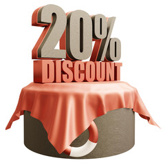 Wall Mural - summer discount sign 3d rendering transparent background isolated