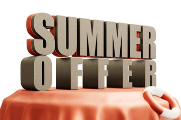 Wall Mural - summer discount sign 3d rendering transparent background isolated