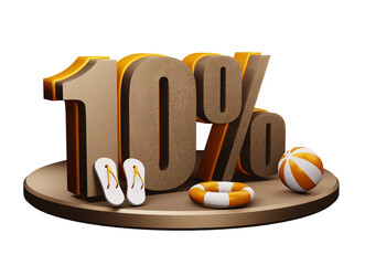 Wall Mural - summer discount 3d render of a sign on a wooden board