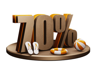 Wall Mural - summer discount 3d render of a sign on a wooden board