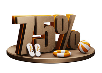 Wall Mural - summer discount 3d render of a sign on a wooden board