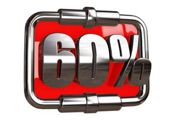 Wall Mural - steel 3d rendering red sign percentage discount isolated transparent design
