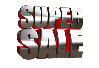 Wall Mural - super sale steel 3d rendering red sign percentage discount isolated transparent design