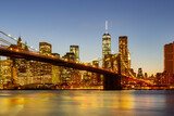 Fototapeta  - Sunset of the Brooklyn Bridge and New York City skyline