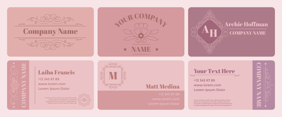 Wall Mural - Business card template design set with retro decor