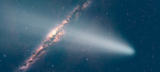 Wall Mural - Comet on the space Milky Way galaxy in the background 