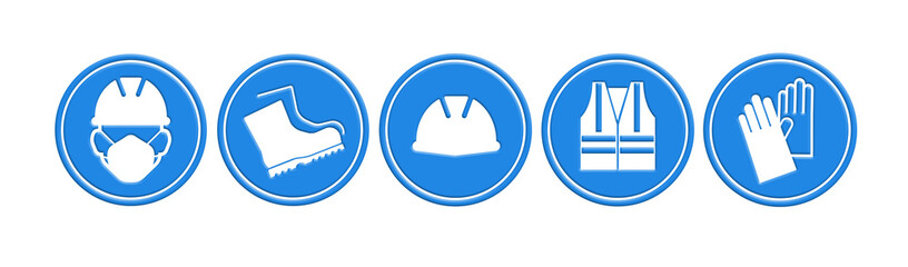 vector illustration of a set of blue and white buttons	