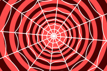 Abstract Fractal Background With Circles, Red Cobweb Background