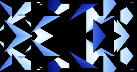 Sticker - Render with blue black geometric triangles background