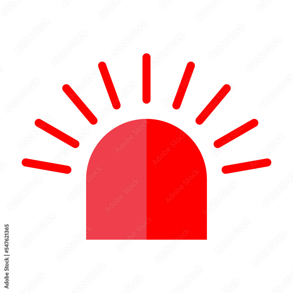 Siren fire alarm sign, signal danger light symbol, ambulance police alert vector illustration