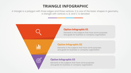 Aufkleber - infographic triangle concept for slide presentation with 3 point list with flat reverse pyramid style