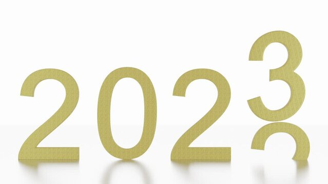 Wall Mural -  - Filmato. Illustrazione 3D. Anno nuovo 2023. Capodanno 2023 in numeri. Il 2023 sostituisce il 2022..