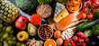 Leinwandbild Motiv Food products representing the nutritarian diet