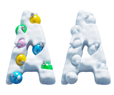 Christmas colorful snowballs font. Letter A
