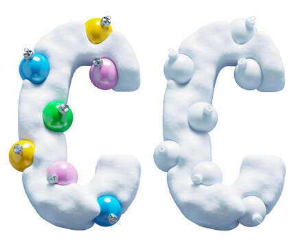 Christmas colorful snowballs font. Letter C