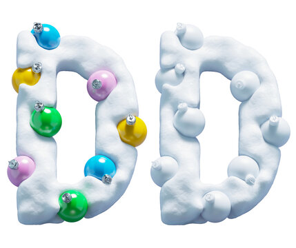 Christmas colorful snowballs font. Letter D