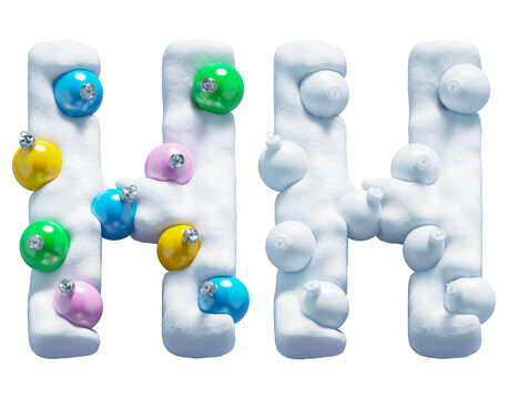Christmas colorful snowballs font. Letter H