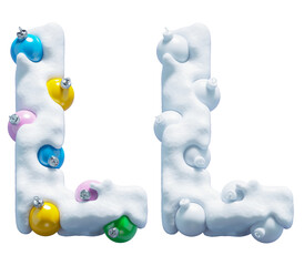 Sticker - Christmas colorful snowballs font. Letter L