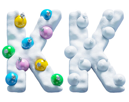 Christmas colorful snowballs font. Letter K