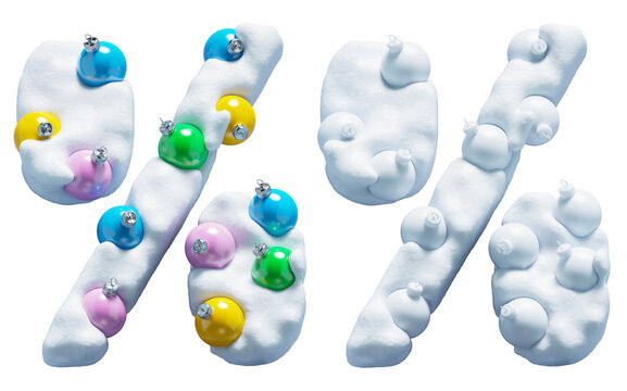 Christmas colorful snowballs font. Percent symbol