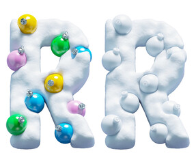 Sticker - Christmas colorful snowballs font. Letter R