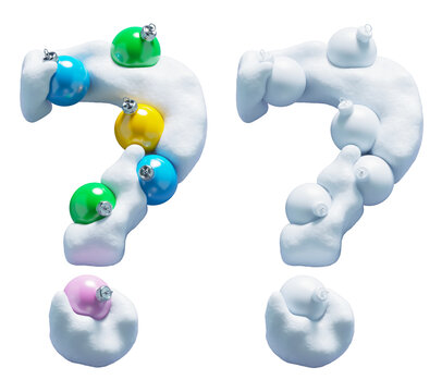 Christmas colorful snowballs font. Question symbol