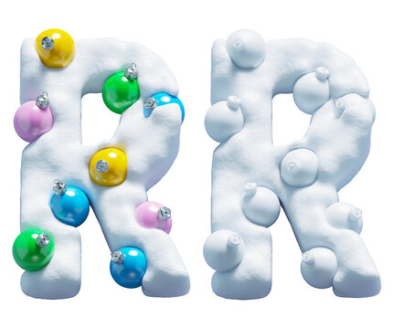 Christmas colorful snowballs font. Letter R