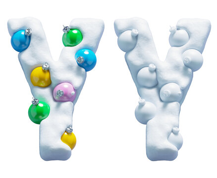 Christmas colorful snowballs font. Letter Y
