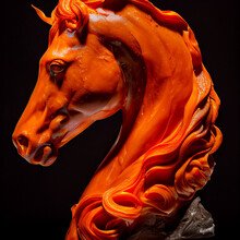3d Orange Decorative Horse Head Statue