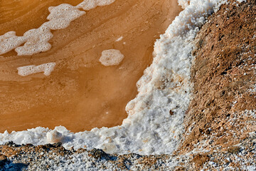 flower of salt, flor de sal in Portuguese in the salt marsh of Olhao, Algarve, Portugal
