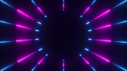 Glowing neon laser lines on black background seamless looping 4k footage