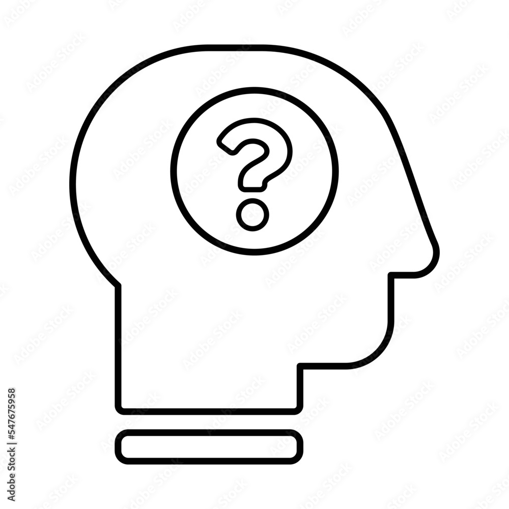 Head Question Mark Icon in Line Style