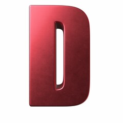 Wall Mural - 3D rendered red metallic D letter isolated on the white background