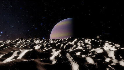 Wall Mural - alien planet background, alien world, exoplanet, planet in space 3d render