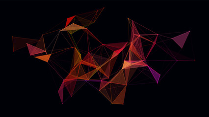 Poster - Network connection structure. Digital background with dots and lines. Big data visualization. Vector illustration.