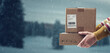 © stokkete - Woman holding delivery boxes for Santa Claus
