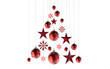 abstract christmastree in shades of red stars snowflakes baubles hanging from above isolated 3D Rendering