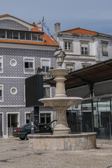 Sticker - Street view in the heart of Historic Center of Aveiro: typical colorful Portuguese houses. AVEIRO, PORTUGAL. 