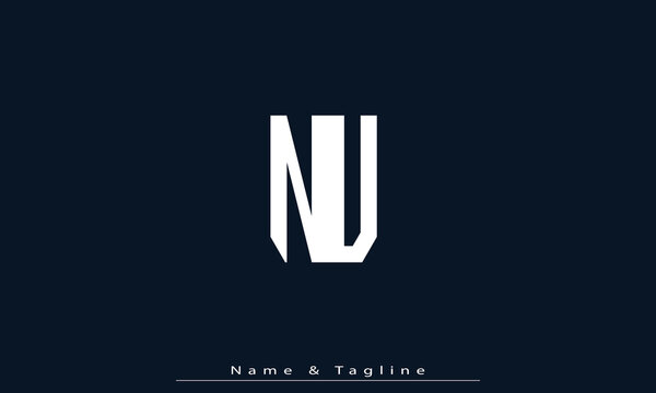 Alphabet letters Initials Monogram logo NU , UN