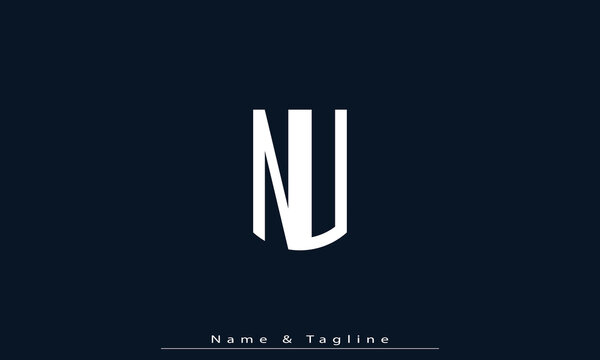 Alphabet letters Initials Monogram logo NU , UN