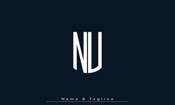 Alphabet letters Initials Monogram logo NU , UN